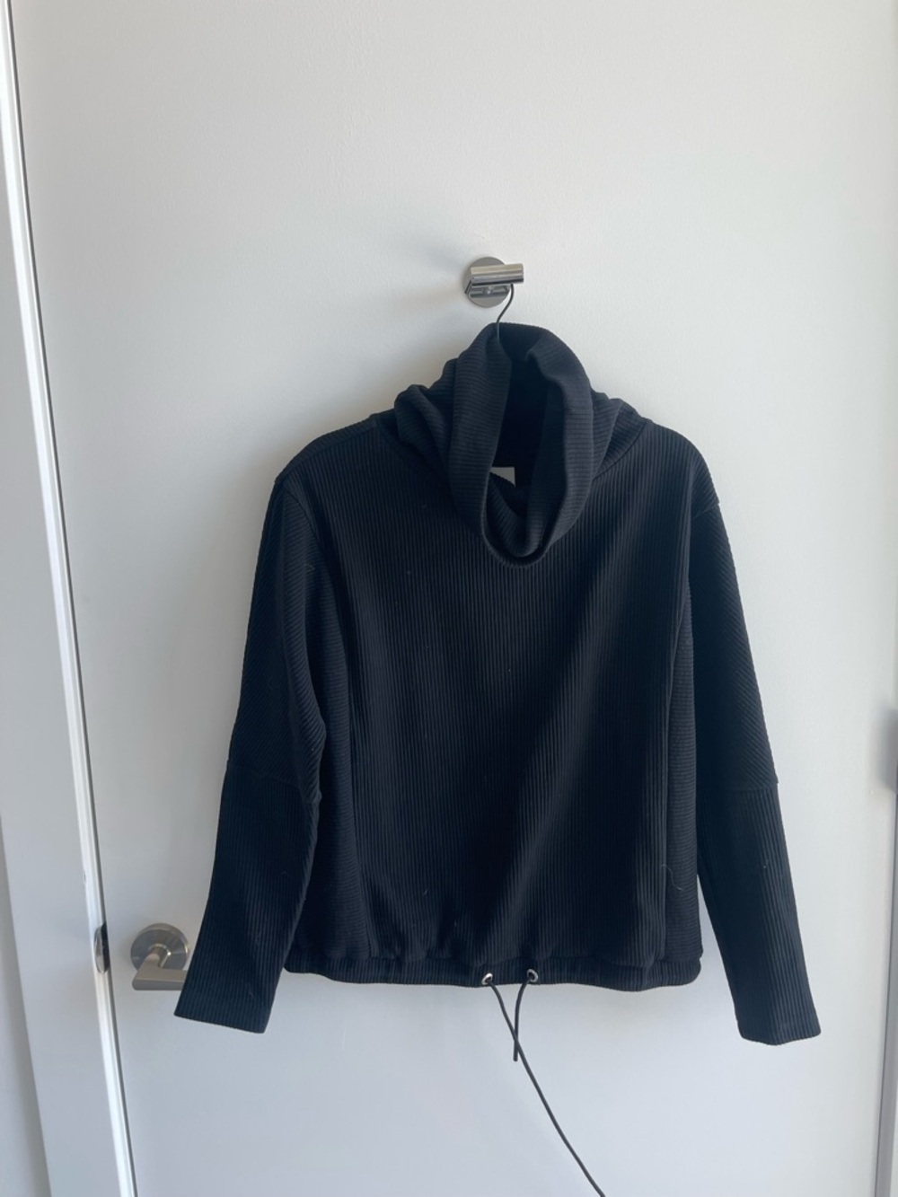 Varley Black Women's Ribbed Cowl Neck Sweater